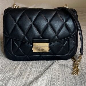 Kate Spade Black Quilted Shoulder Bag with Gold Accents